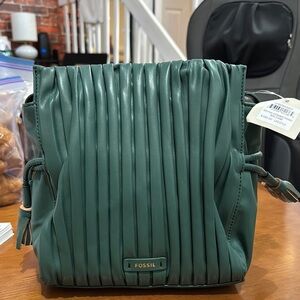 Fossil Green Pleated Handbag (NEW)